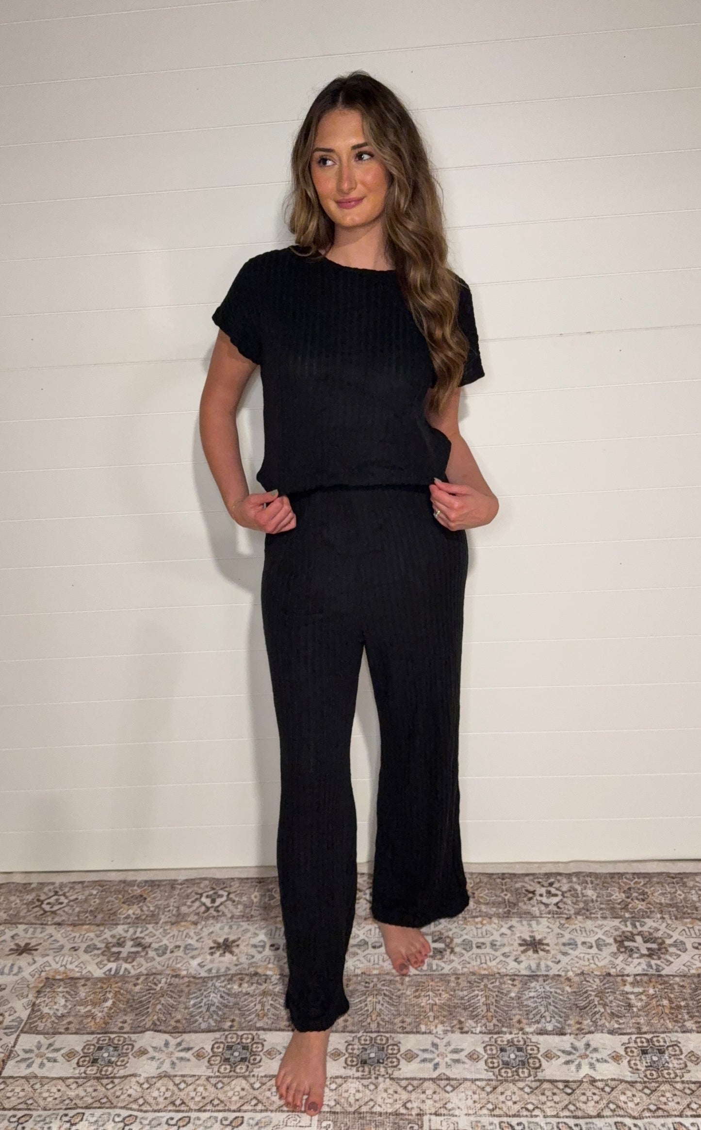 Short Sleeve Ribbed Jumpsuit