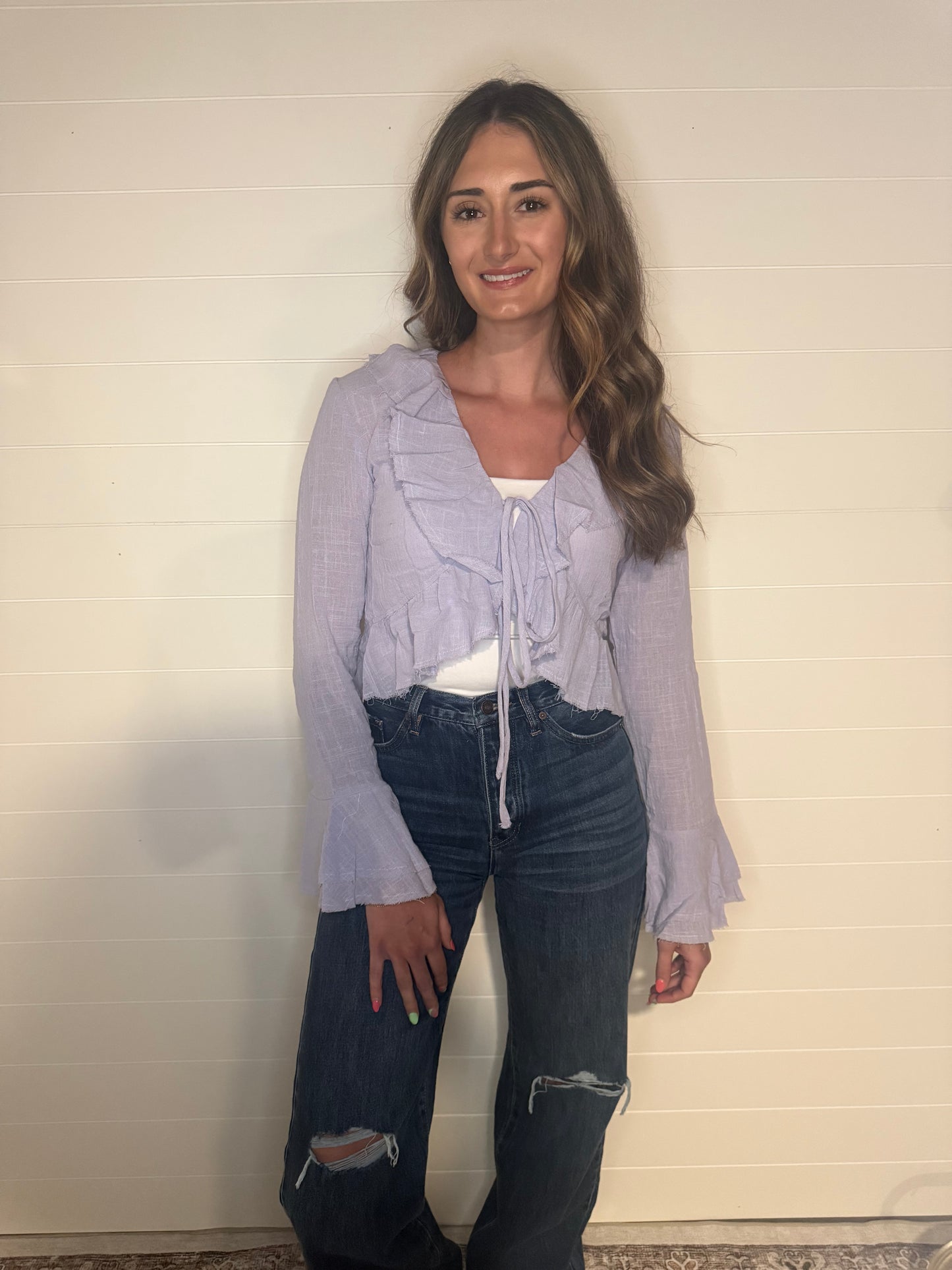 Ruffle Tie-Front Top