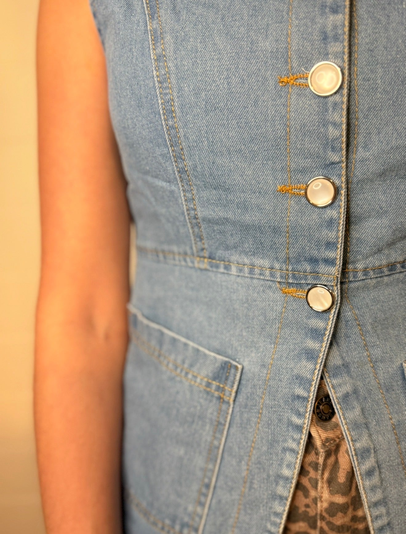 Button Up Denim Vest