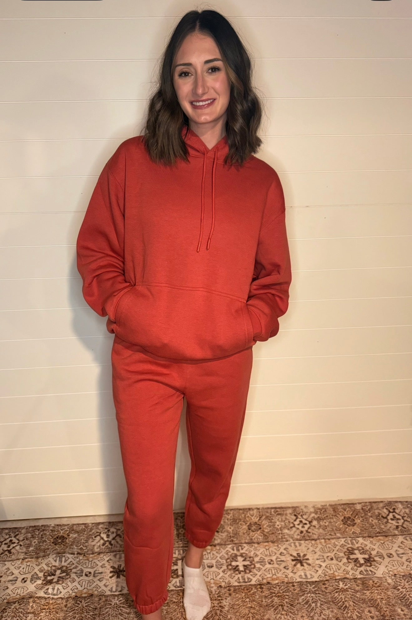 Hoodie and Jogger Sweat Set - Blushed Brick