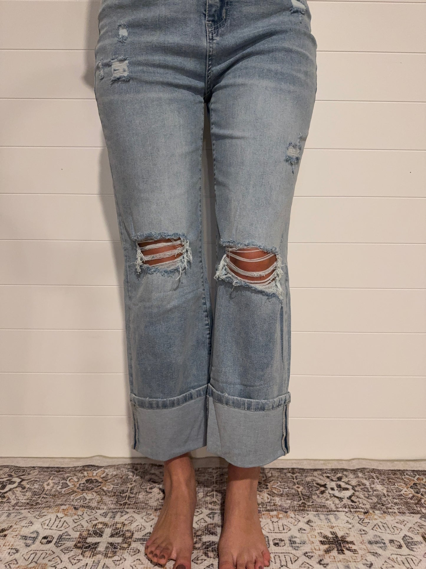 Distressed Cuffed Jeans