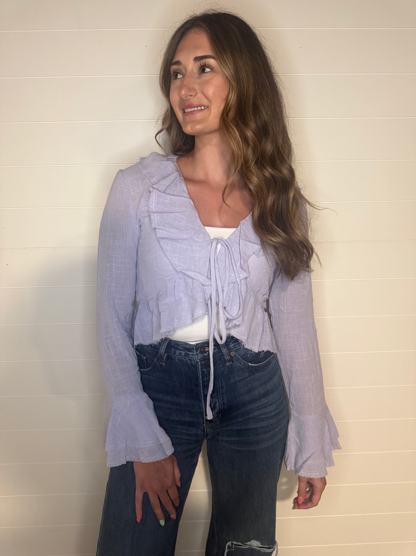 Ruffle Tie-Front Top
