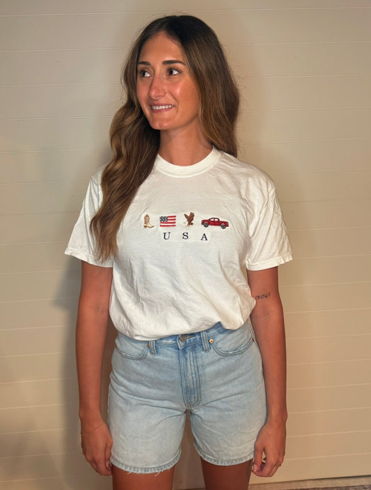 USA Embroidered Tee