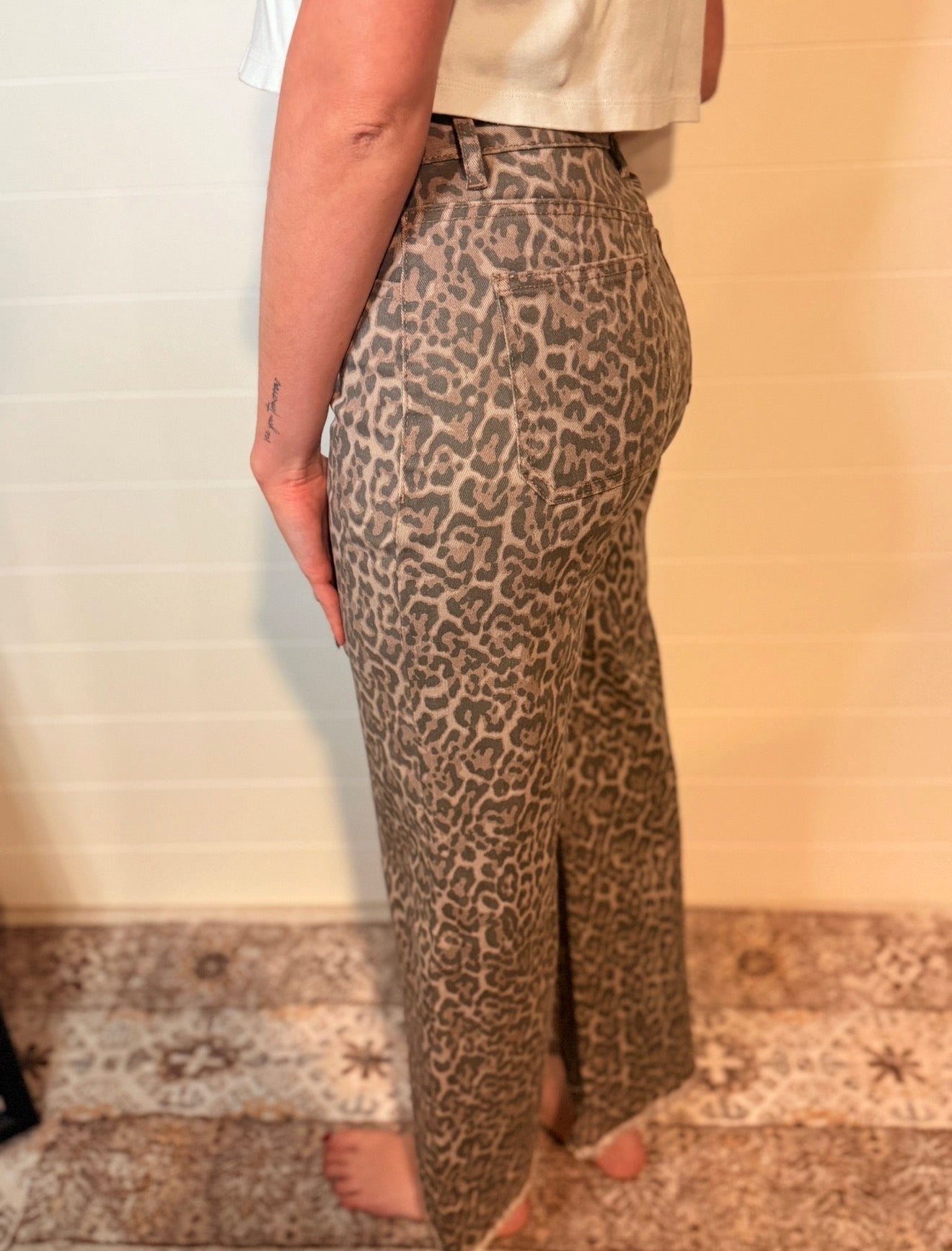 Leopard Wide Leg High Waist Jean
