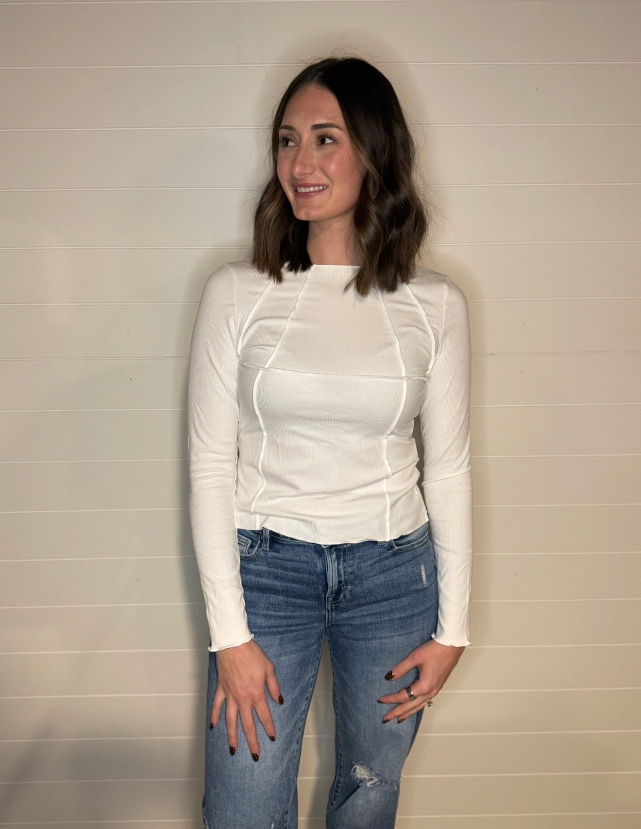 Exposed Seam Long Sleeve Top