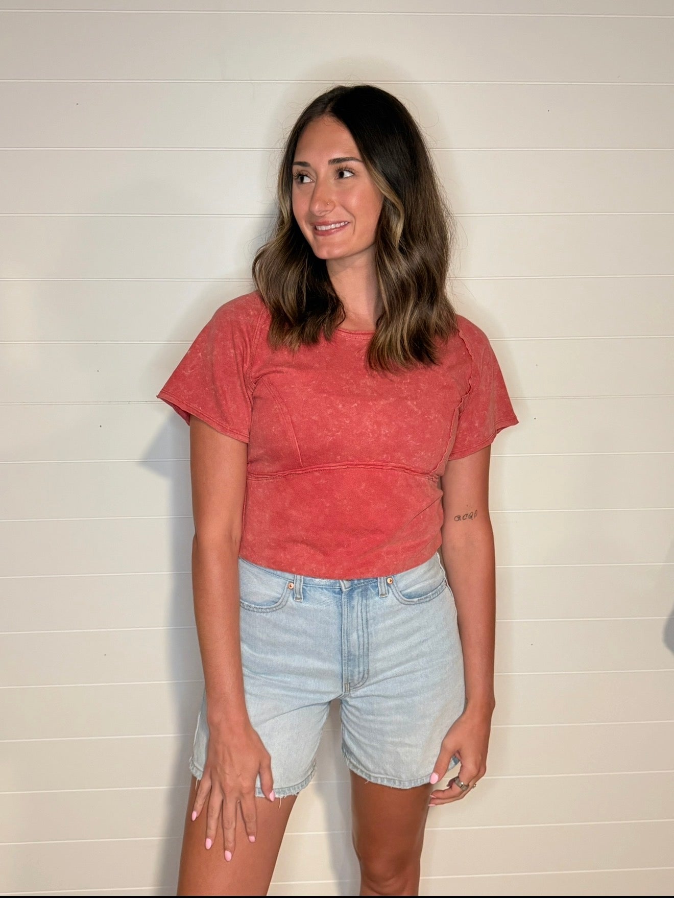 Mineral Washed Fitted Top